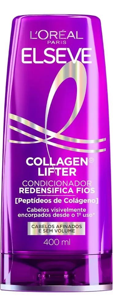 L'Oréal Paris Elseve Collagen Lifter Condicionador Redensificador com Colágeno Vegetal, Aumenta a Densidade e o Volume dos Fios Finos, Hidratação Profunda 400ml
