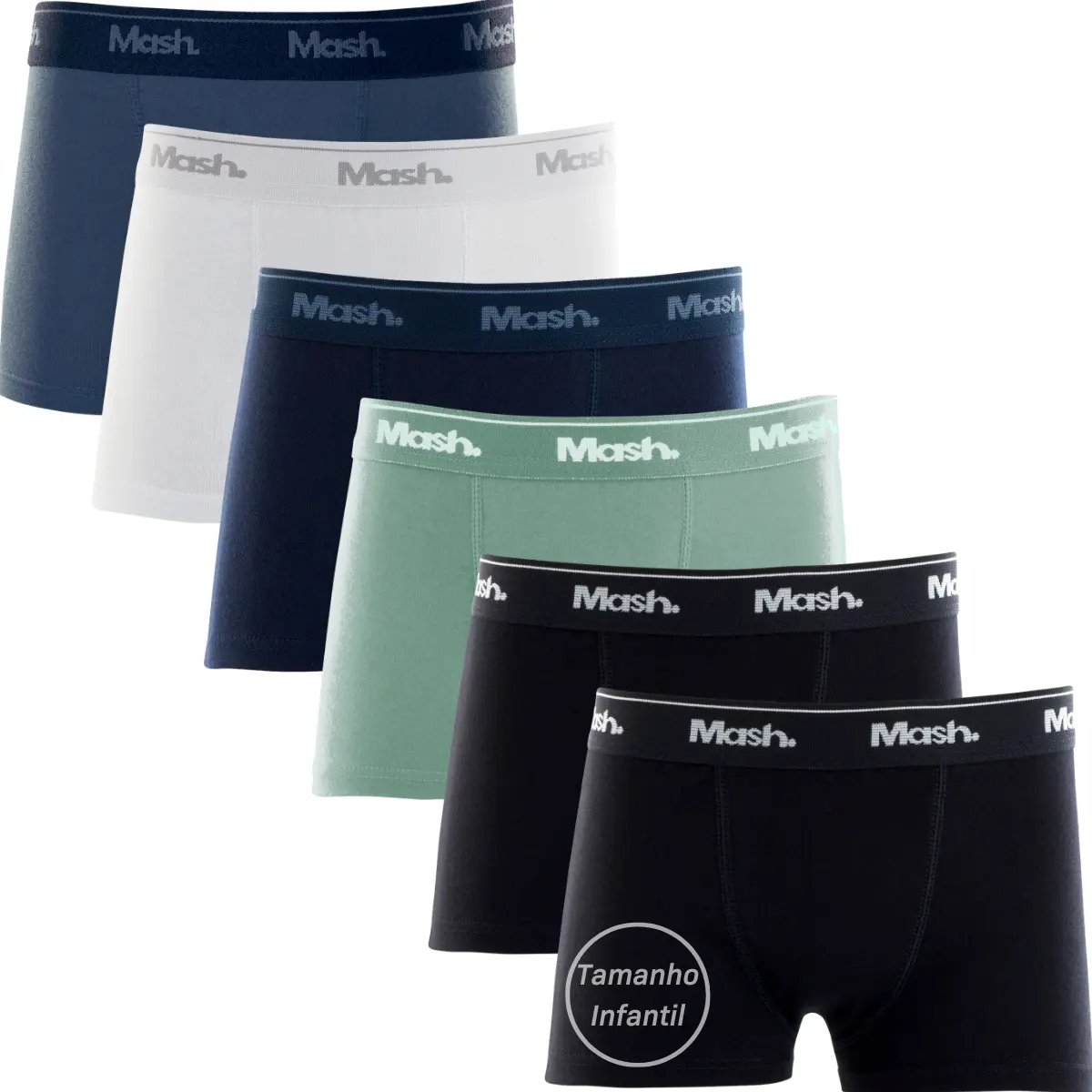 Kit 6 Cuecas Boxer Infantis Mash Box em Algodão