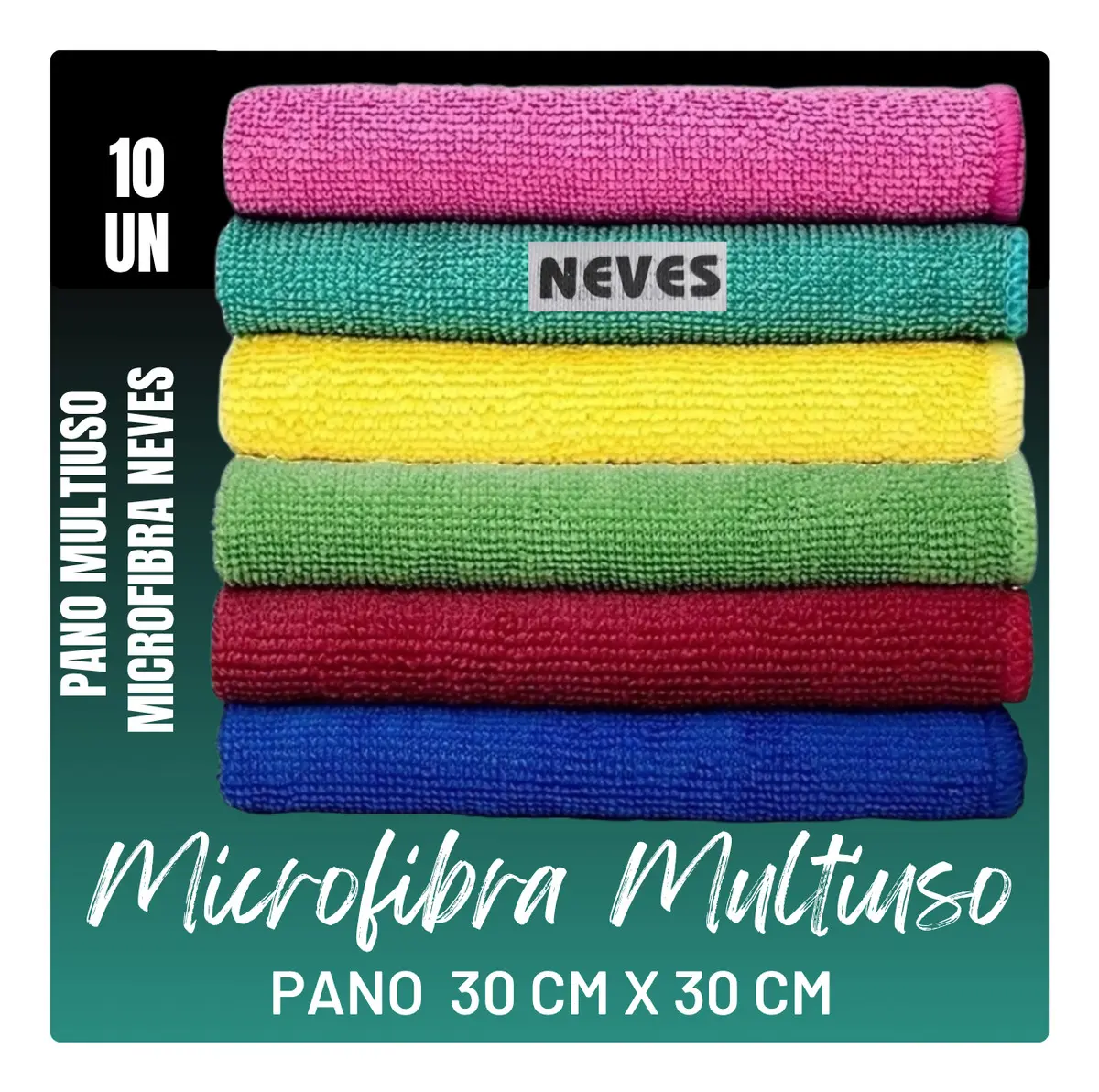 Pano Microfibra Flanela Pia - 10un - 30x30cm - Neves