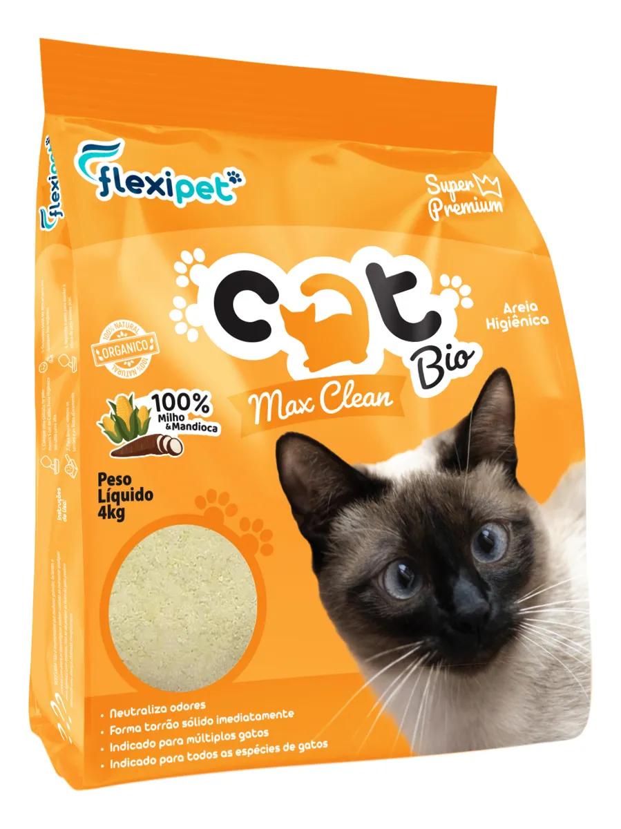 Areia Catbio Biodegradável 8 Kg - Max Clean - Grãos Finos