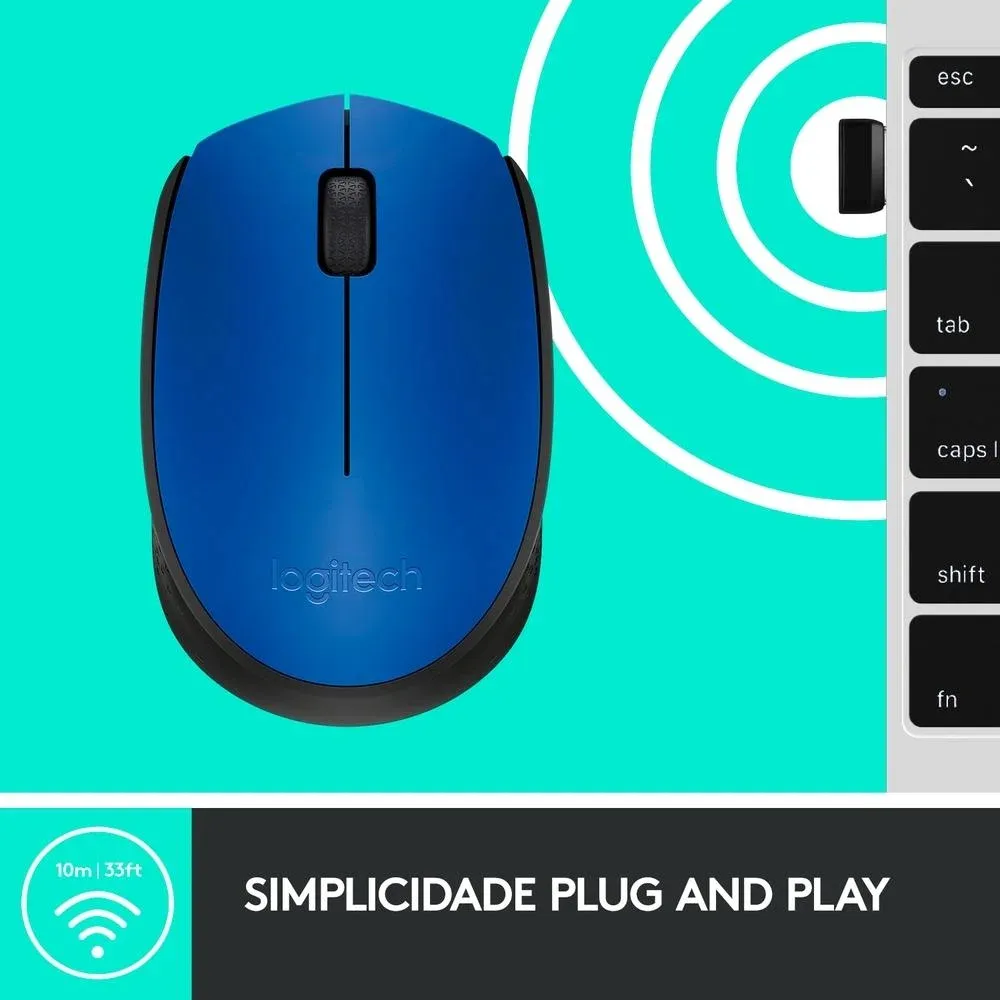 Mouse sem fio M170 Azul Logitech - Imagem 3