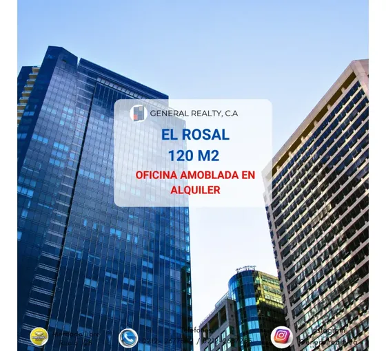 Oficina Amoblada En Alquiler El Rosal 120.91m2