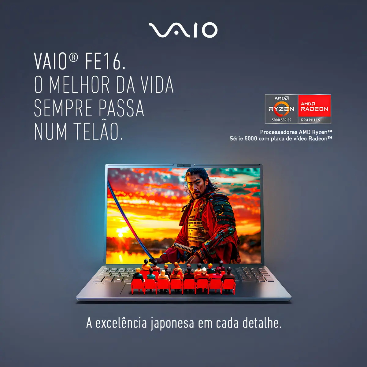 Notebook Vaio Fe16 Amd Ryzen 5-5625u Linux 12gb 512gb Ssd Tela 16  Ips Wuxga Antirreflexo Cinza Grafite Vjfe69f11x-b1211h Memória Expansível Até 64gb