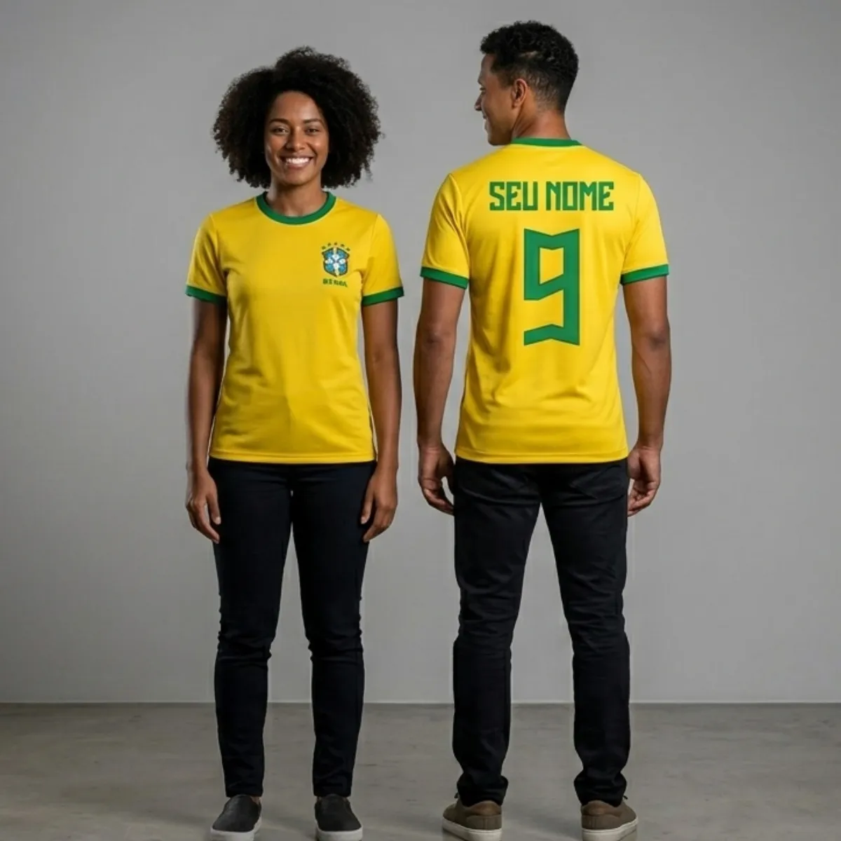 Camiseta Masculina Dryfit Brasil Copa Personalizada Com Nome