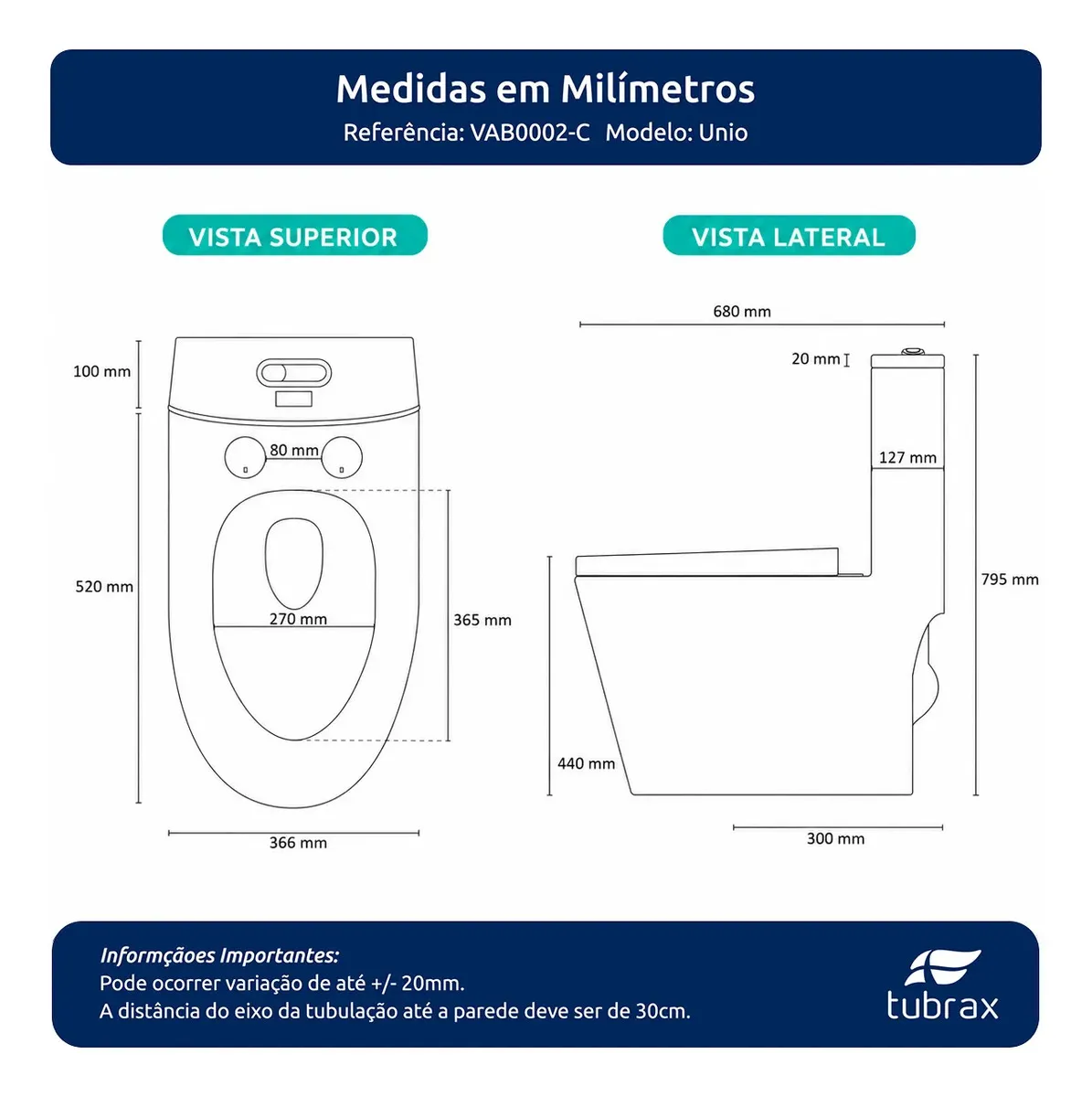 Vaso Sanitário Monobloco Tubrax VAB0002 Branco — foto 9