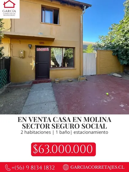 Casa En Venta, Pobl. Servicio Seguro Social, Molina.