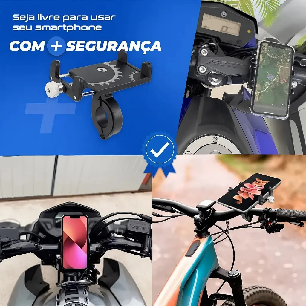 Suporte Celular Bike Moto Regulagem Universal Forte Alumínio Guidão Ajustável Reforçado Resistente À Prova D'água Fixo B Basto