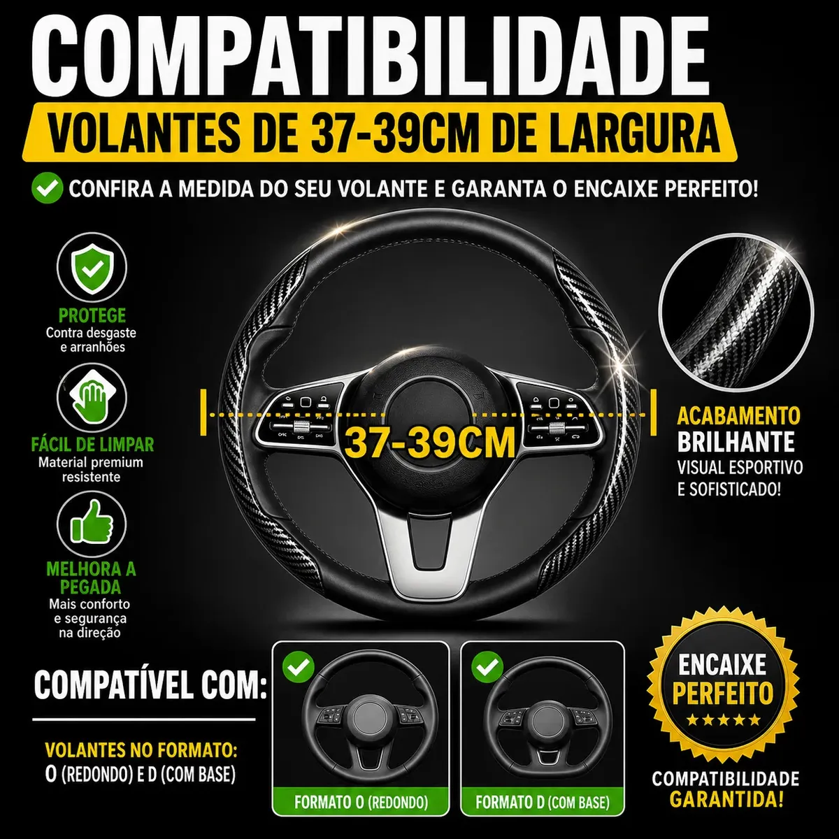 Capa Protetor Volante Carro Antiderrapante Esportiva Premium - foto 5