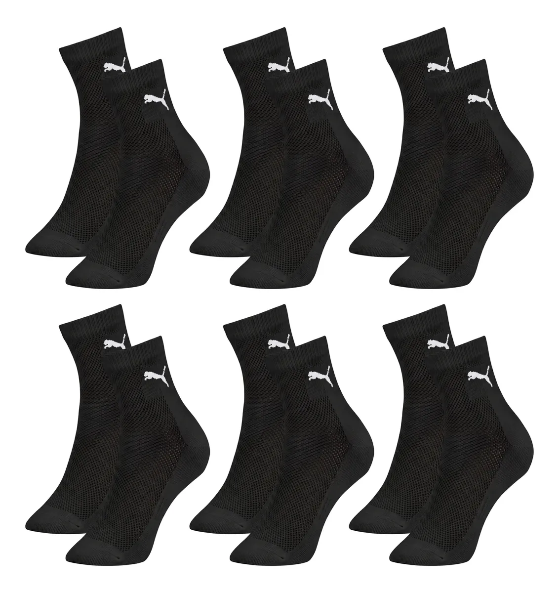 6 Pares Meias Puma Cano Médio Alto Atoalhada Academia Sport