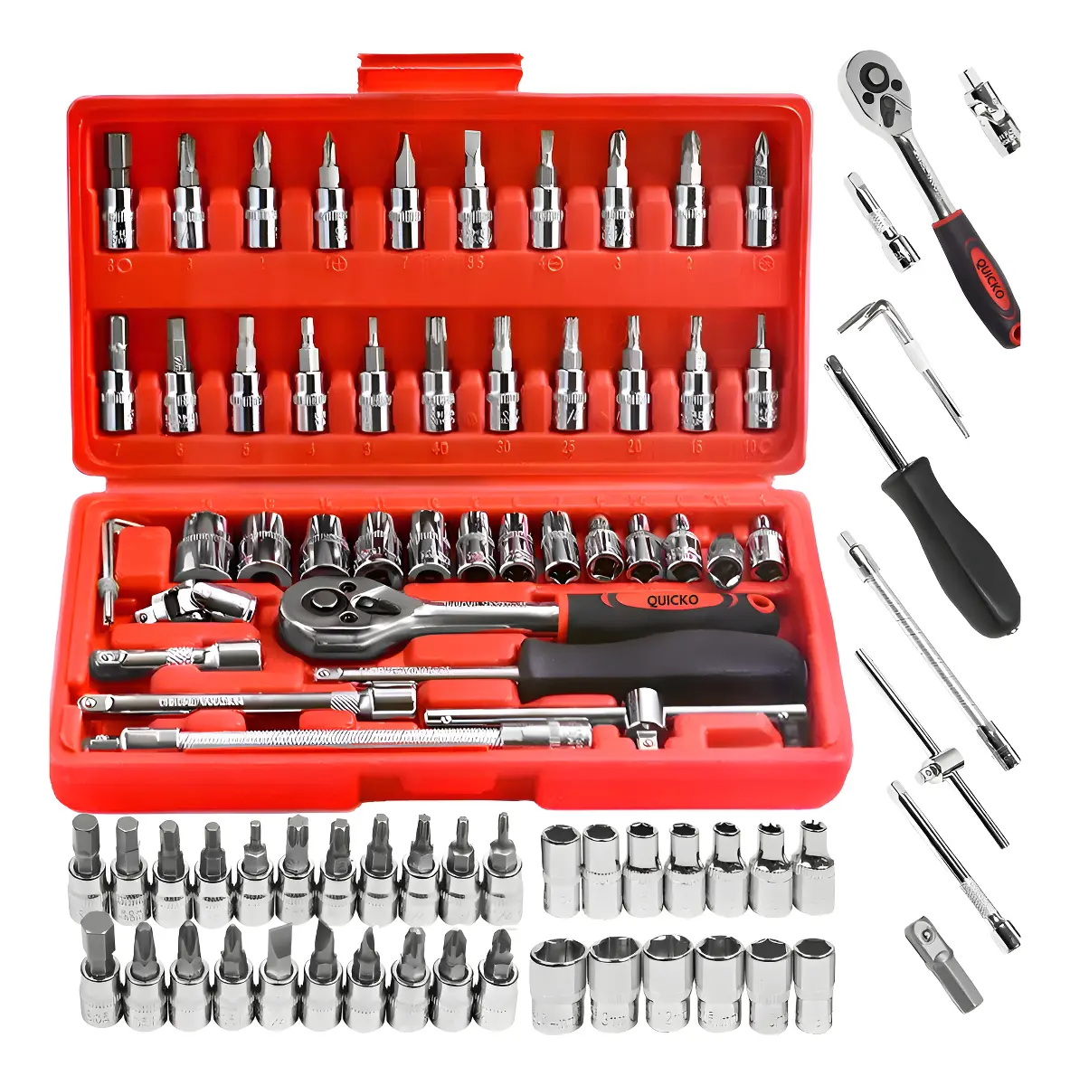 Kit Ferramentas Profissional 46 Peças Combo Jogo Chave Fenda Philips Soquete 1/4 Em Aço Crv Resistente Completo Para Manutenção - Kit Ferramentas,  ferramentas carro, ferramentas para moto