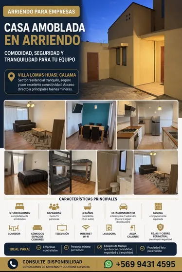 Casa Para Empresas Capacidad (15), Calama