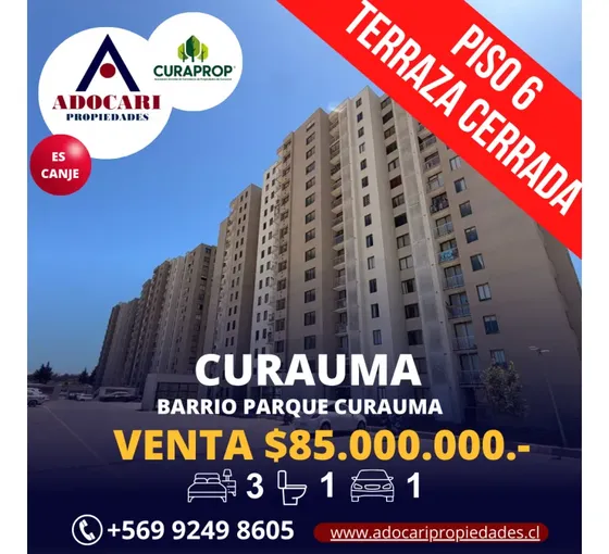 Curauma - Barrio Parque Curauma - Depto En Venta - 3d 1b 1e