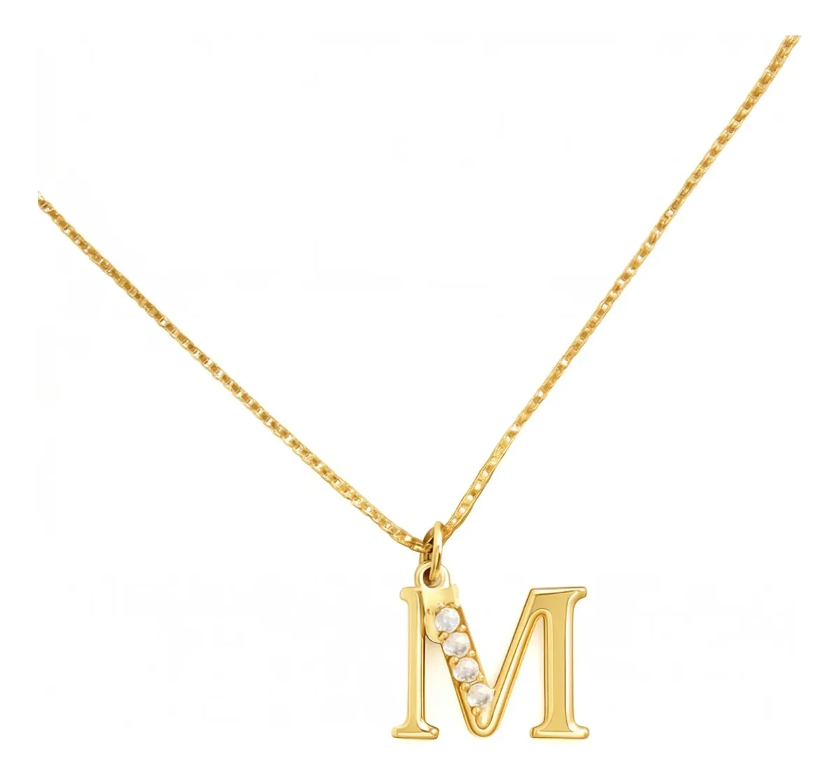 Colar Feminino Letra Inicial Zircônia Banhada Ouro 18k — foto 4