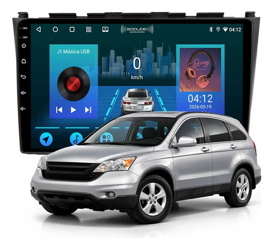 Multimídia Honda Crv 2007 A 2011 2+64gb Quadcore Carplay 9p Preto