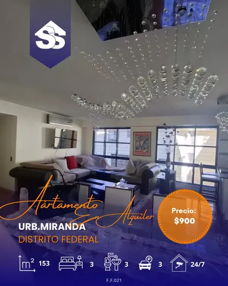 Alquiler De Apartamento En Urbanización Miranda, Cerca De La Universidad Santa María, Vigilancia 24/7. Amoblado 3 Habitaciones, 3 Baños, 3 Puestos De Estacionamiento. 1 Maletero
