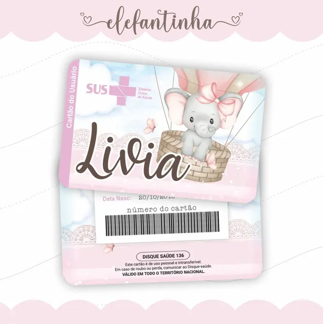 Cartão Sus Personalizado Menina
