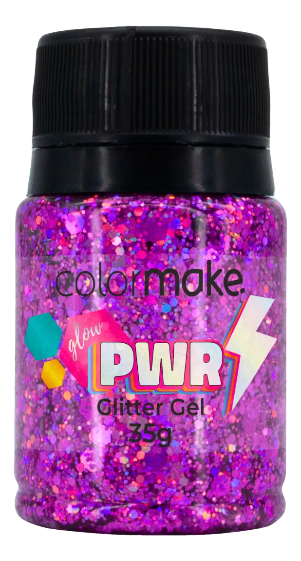Glitter Gel Glow Power Colormake Carnaval Festa Efeito 35g Tom Da Maquiagem Roxo