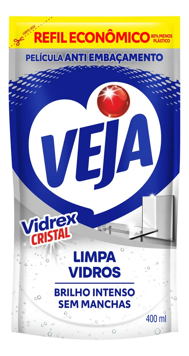 Limpa Vidros Veja Vidrex Cristal Refil 400ml