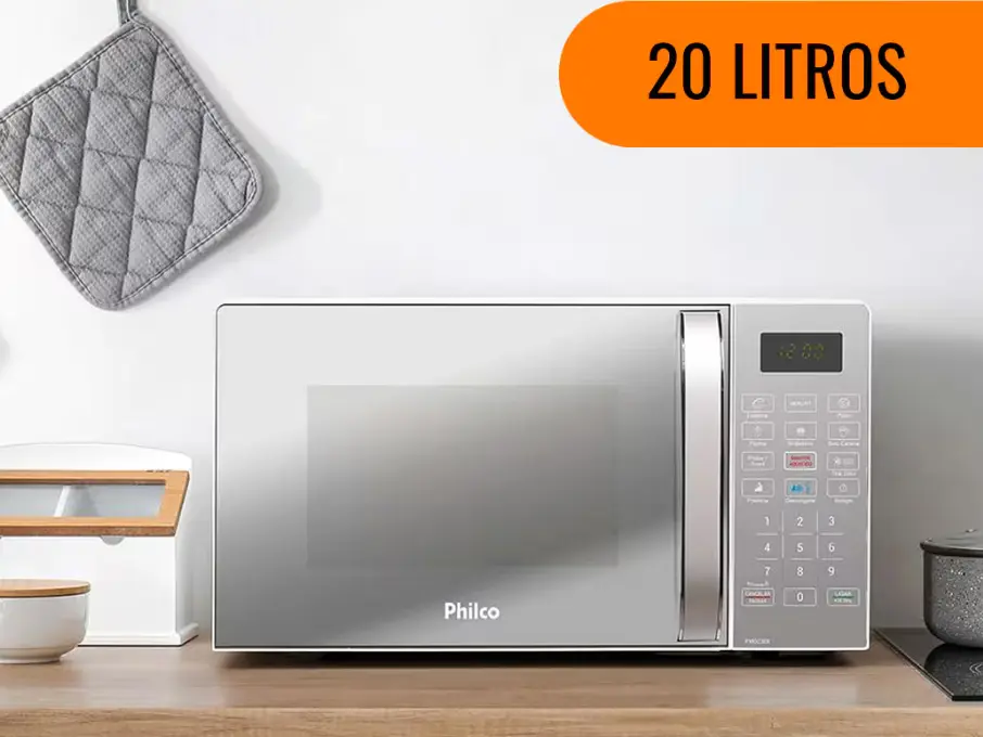 Micro-ondas Philco PMO23EB Limpa Fácil 20L Potência de 1100W Cor Branco