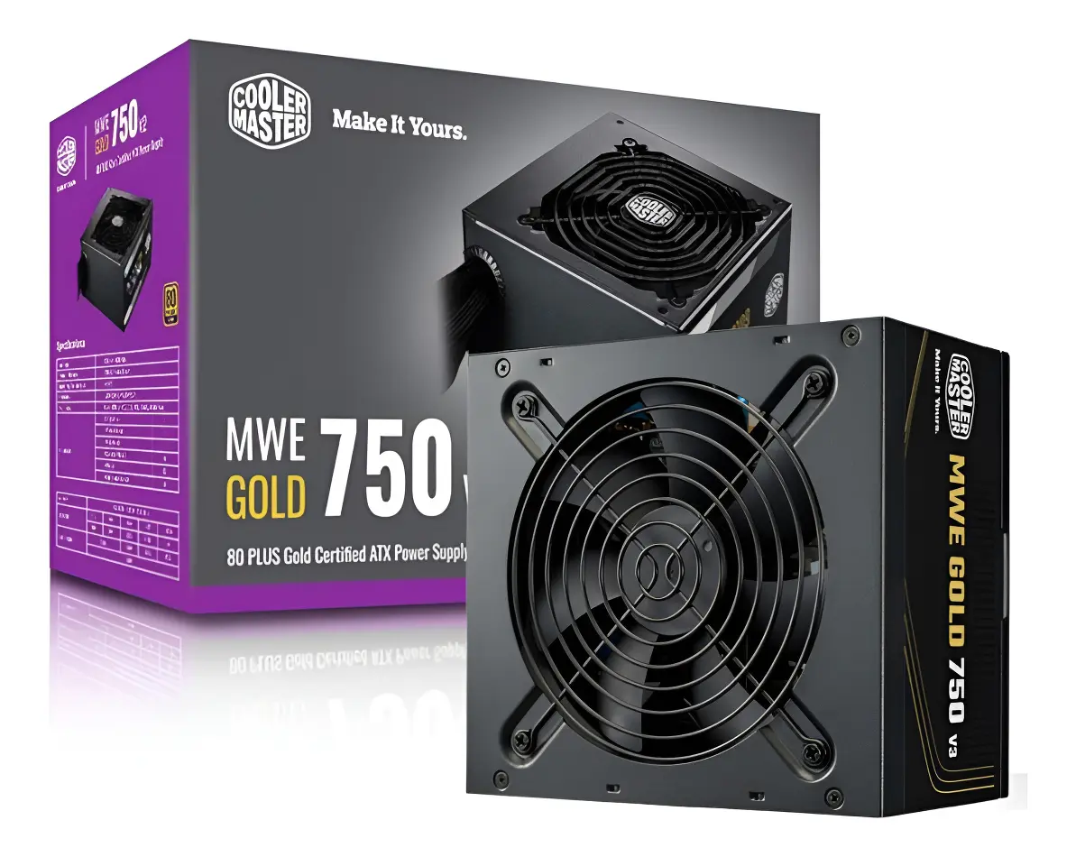 Fonte de alimentação de 750 w - Coolermaster Mwe V3 - 80 Plus Gold Black