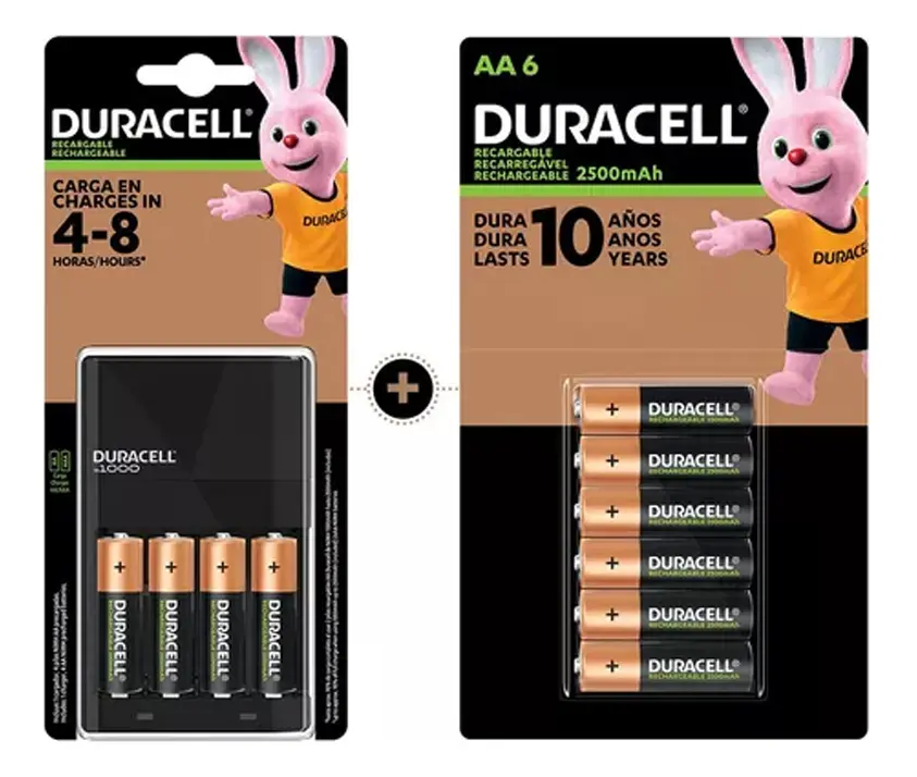 duracell 10 pilas recargables aa 2500mah cargador is1000