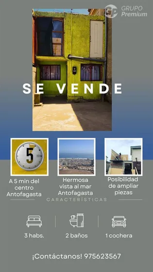 Casa En Venta 3dorm/2b Sector Centro Alto En Antofagasta