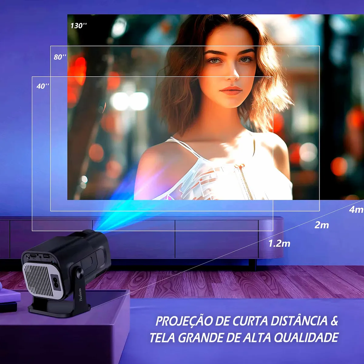 Projetor Hy320 Smart Tv Mini Wifi6 390ansi Android Cor Preto Bahrein