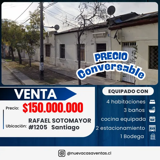 Casa Para Reparar En Rafael Sotomayor 1205, Santiago Centro