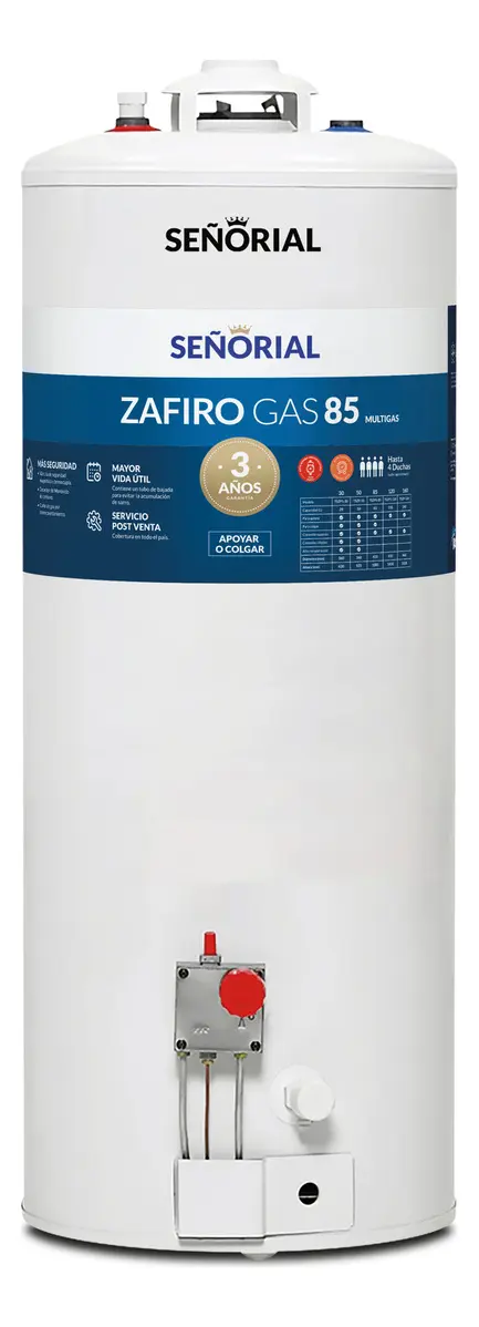 Termotanque Multigas Señorial TSZP1-85 Zafiro Color Blanco 83 Litros