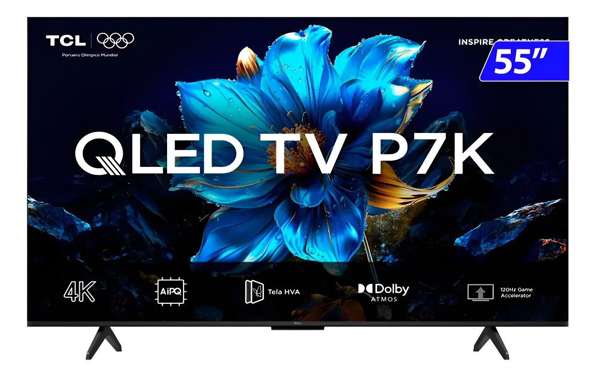 Smart Tv Tcl Qled 55 Polegadas 4k Comando De Voz 55p7k