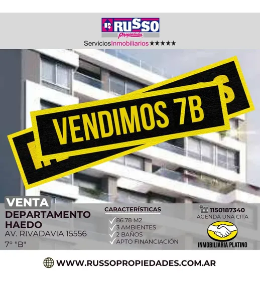 Venta Departamento 3 Ambientes Haedo Moron 7°b