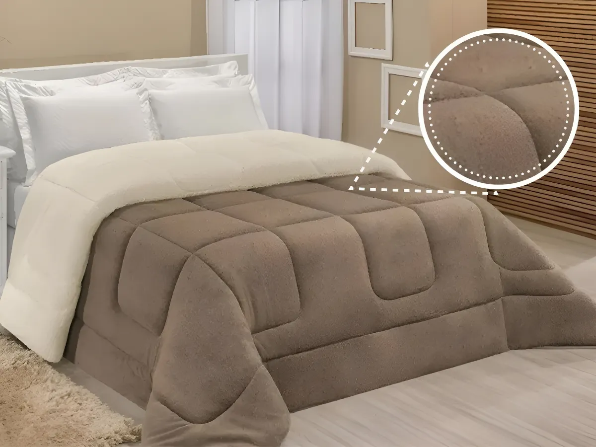 Cobertor Coberdrom Casal Queen Manta Mantinha Coberta Antialérgico Cor Avelã LuckBaby