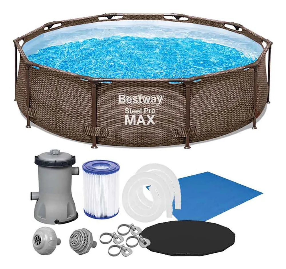 Piscina Estrutural 4.678l Deluxe Completa Acessórios Bestway Cor Marrom Bomba 110v