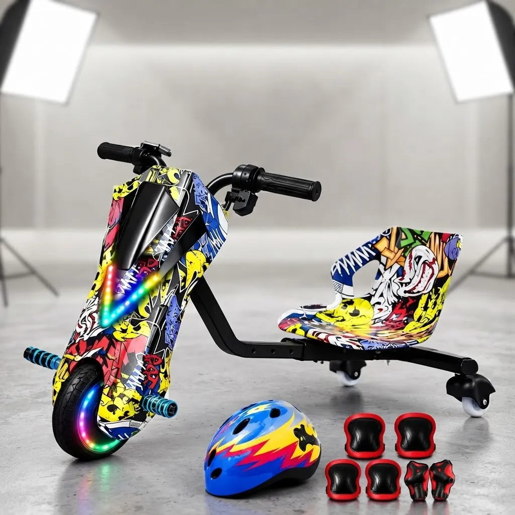 Patinete Triciclo Infantil Drift Elétrico Brinquedo 100kg Vermelho