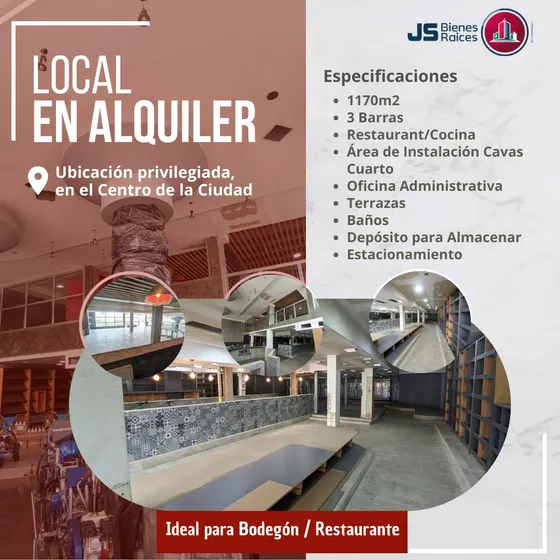 Estupendo Local En Alquiler  1170mt2 Ideal Para Restaurant, Bodegón U Otro.  002jsc
