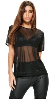 Remera transparente negra manga larga sale