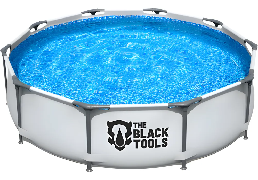 Piscina Estrutural Grande Redonda Aço 4690l 3m Reforçado Cinza Lisa