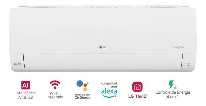 Ar Condicionado Split Hw Inverter R-32 LG Dual Voice + IA 12000 Btus Frio 220V  - Imagem 4