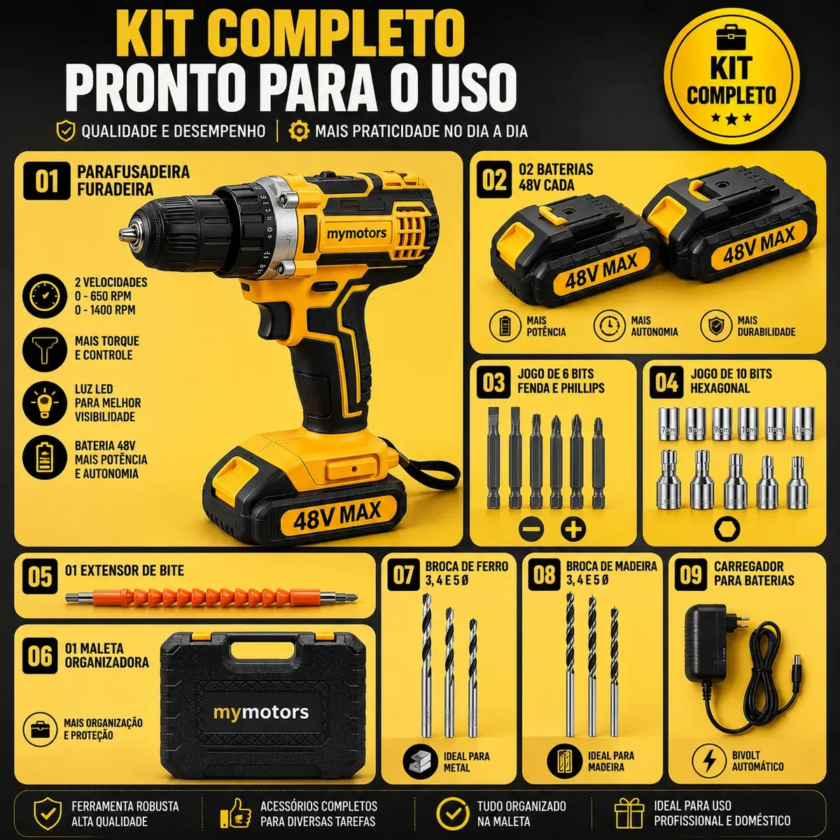 Furadeira Parafusadeira Sem Fio 48V Profissional — foto 5