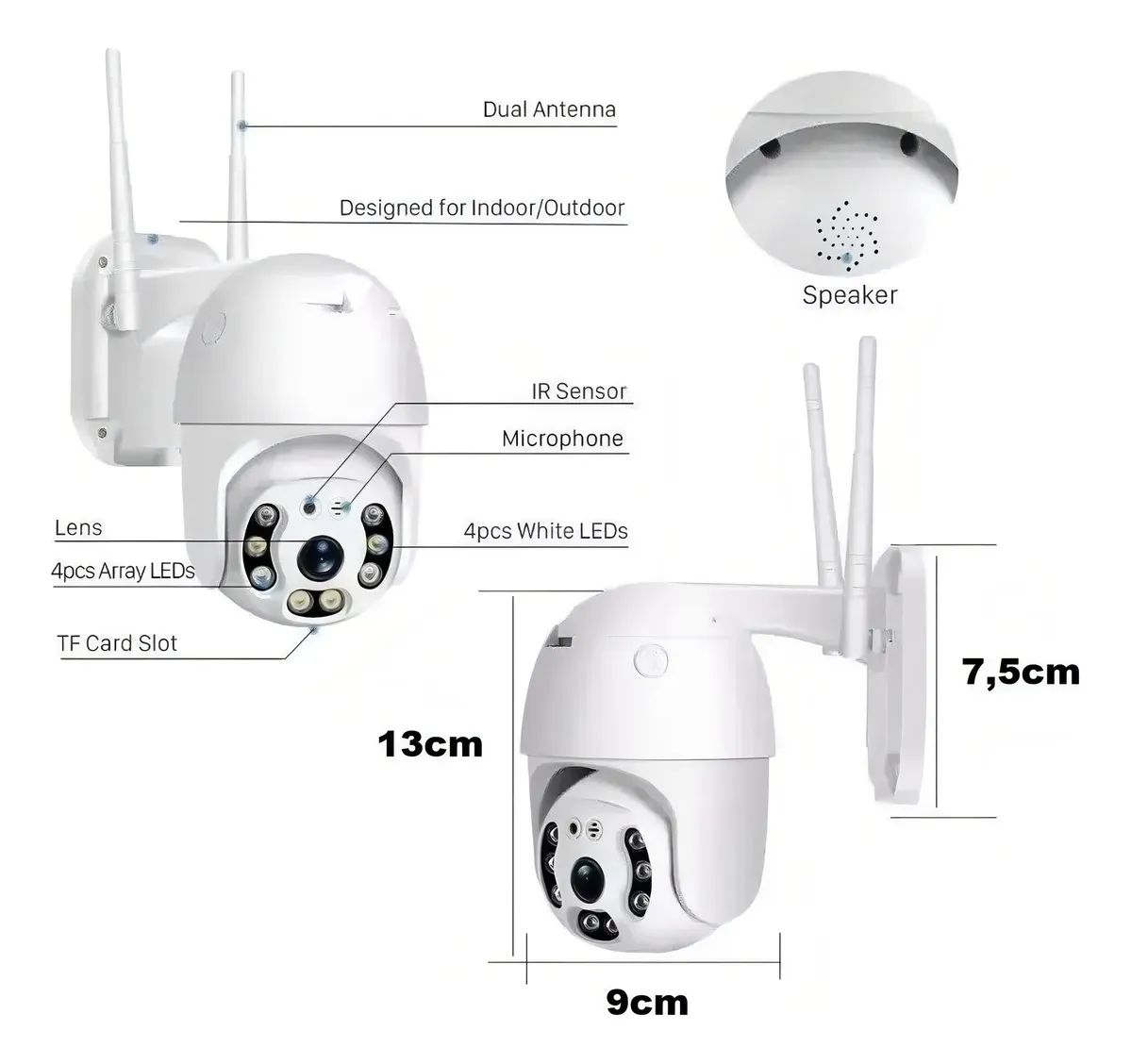 Cámara Smart De Vigilancia 1080p (wifi, Panorámica 270°) Color Blanco
