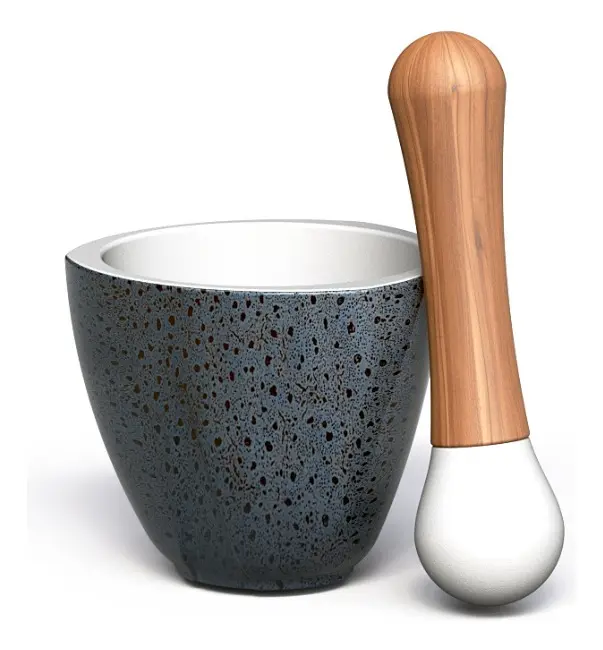 Pilão Com Macerador 300ml - Azul Organico/branco Fosco
