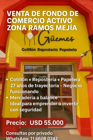 Fondo De Comercio Cotillón, Inversión Segura, Gran Rentabilidad, Clientela Fija, Con 27 Años De Trayectoria