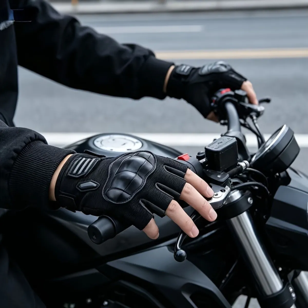 Luva Meio Dedo Para Moto E Ciclismo Ajustável — foto 2