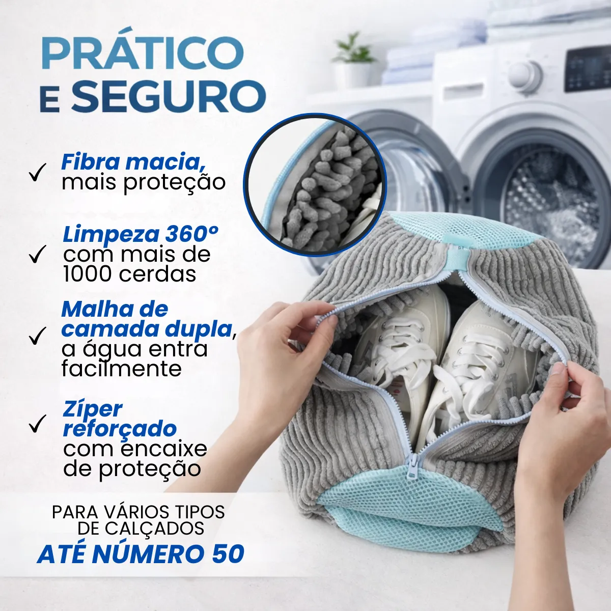 Kit 2 Saco Lavagem Tênis Sapatos P/ Máquina Lavar Branco Bag — foto 3