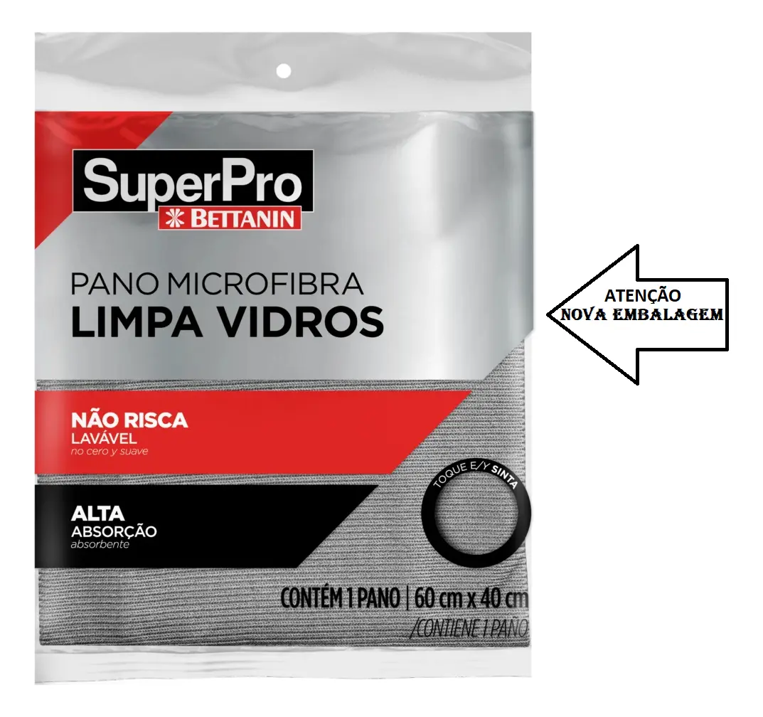 Pano De Microfibra 60x40cm Limpa Vidros Não Risca Bettanin