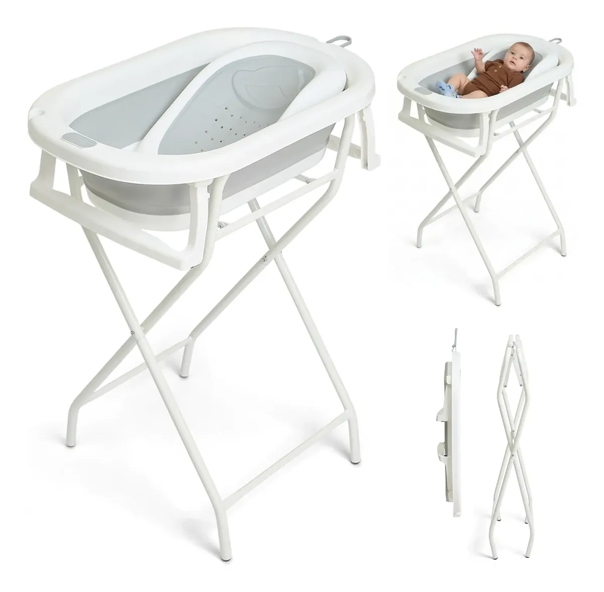 Banheira Bebe Dobravel Com Suporte E Mini Assento 44l Pipdip