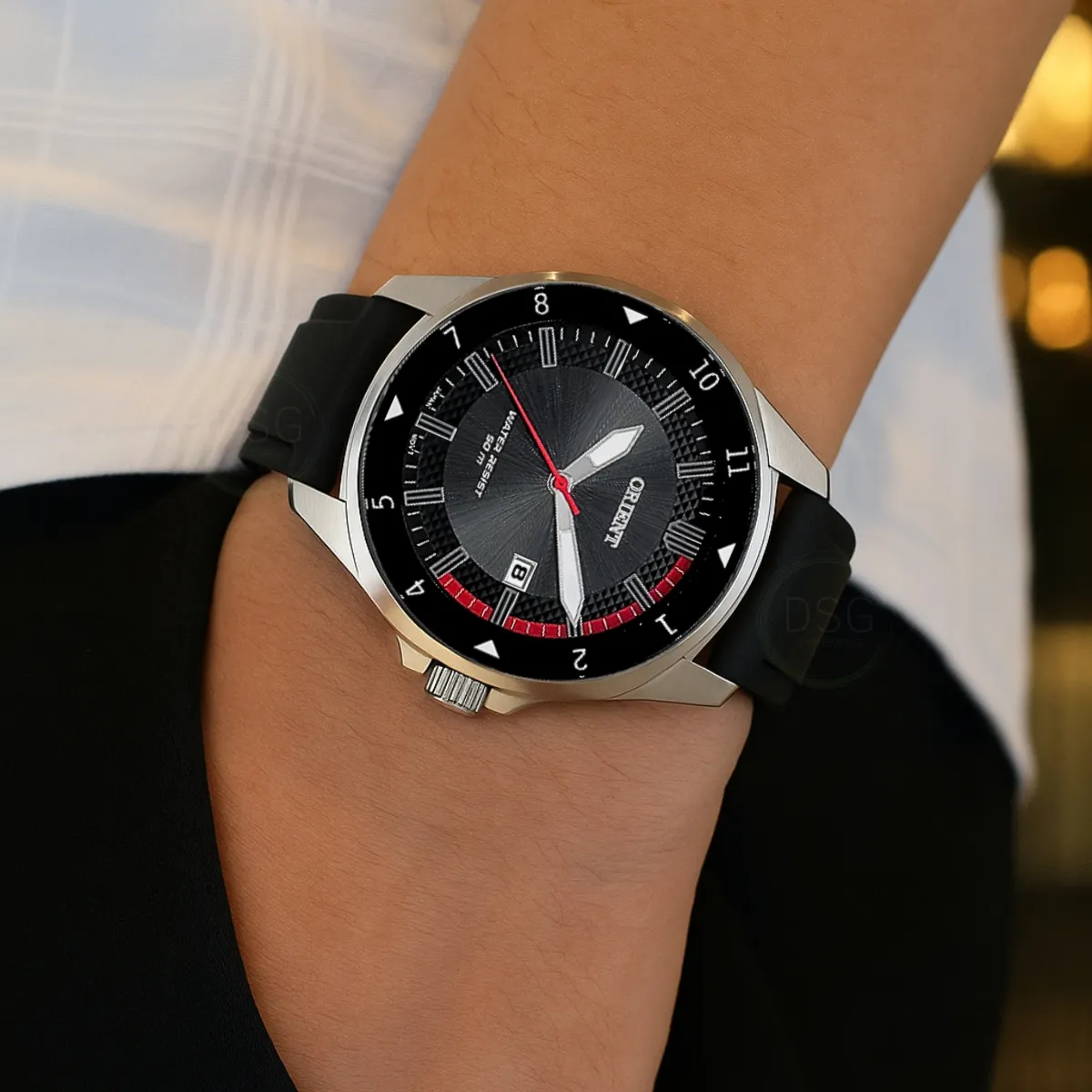 Relógio Orient Masculino Analógico Linha Sport Mbsp1039 Brilham no Escuro Caixa Aço Correia Silicone Prata Bisel Prova D’água 50 Metros Relógio Orient Masculino Analógico Linha Sport Mbsp1039 Brilham no Escuro Caixa Aço Correia Silicone Prata Bisel Prova D’água 50 Metros