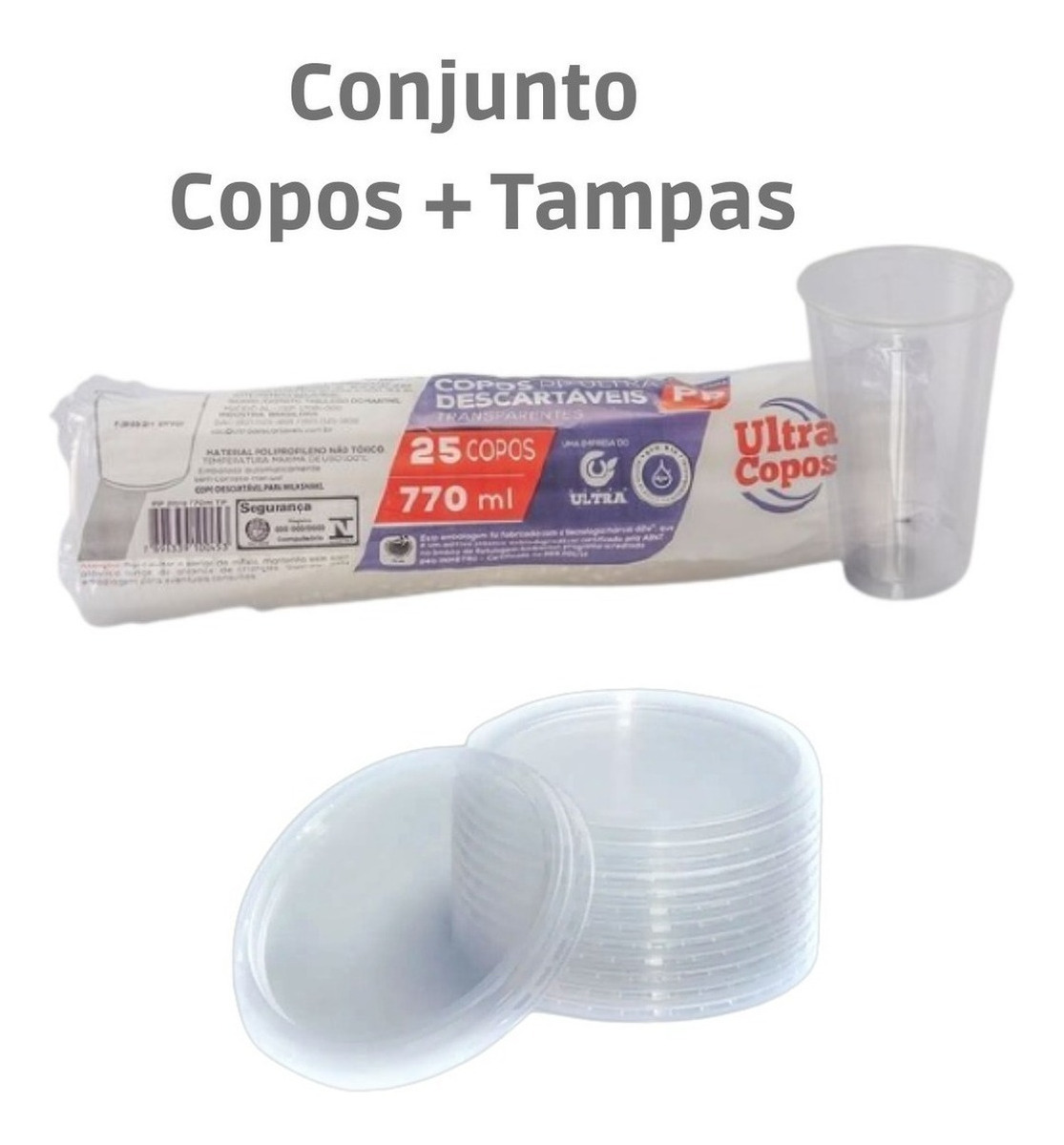 50 Copos Pp Liso Transparente 770ml 700ml Com Tampa Sem Furo | Mercado