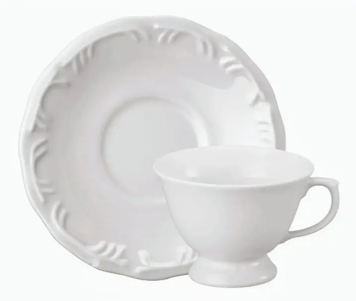 Kit 6 xícaras de chá com pires Pomerode porcelana Schmidt