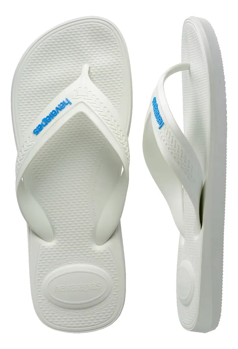 Chinelo Havaianas Top Max Comfort branco visto de cima e um de lado